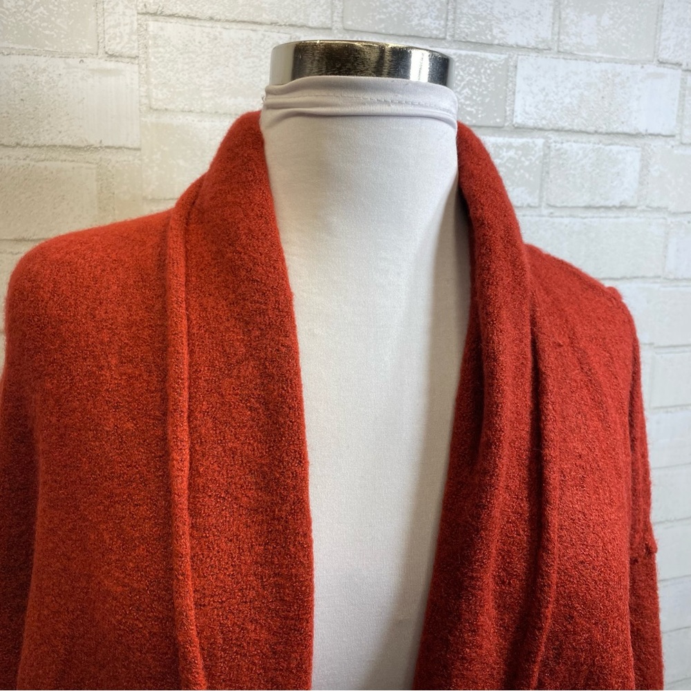 Free People Eucalyptus Wool Blend Cardigan Brick Red Heather XS OVERSIZED - Picture 6 of 16